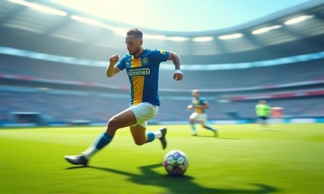 Vleugelverdediger in actie op het voetbalveld, illustreert moderne tactieken